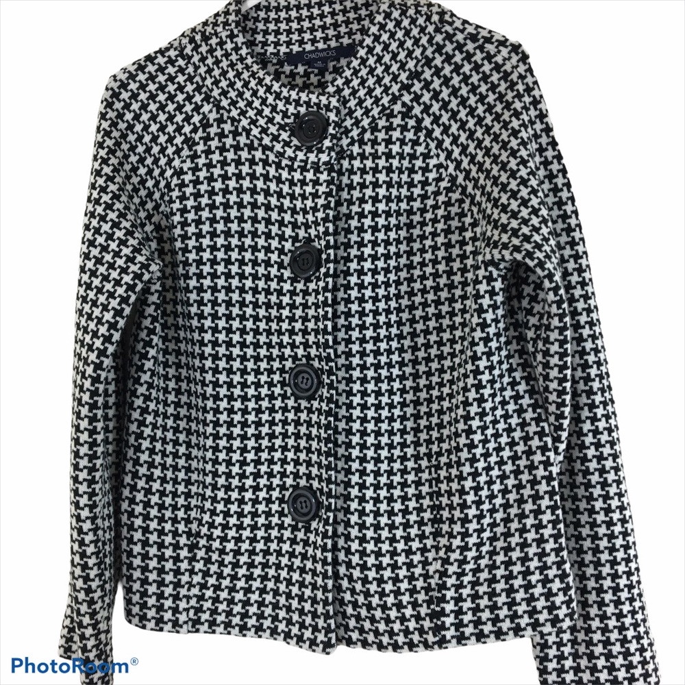 Chadwicks Black & White Houndstooth Sweater Sz M